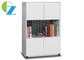 White Satin 3 Tier Steel Office Cupboard 1 Open Shelf 2 Door 0.5mm Edge
